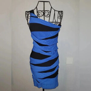 Ruby Rox Bodycon black royal blue party dress Wmns M Sexy Flattering